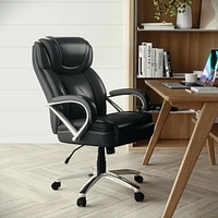 HERCULES Series Big & Tall 500 lb. Rated Black Leather Executive Swivel Chair with Extra Wide Seat