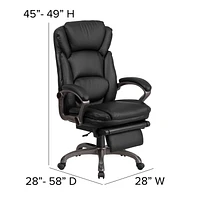 High Back Black Leather Executive Reclining Ergonomic Swivel Office Chair with Outer Lumbar Cushion and Arms