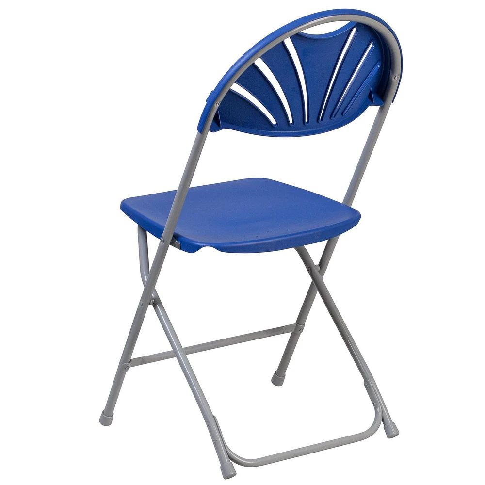 HERCULES Series 650 lb. Capacity Black Plastic Fan Back Folding Chair