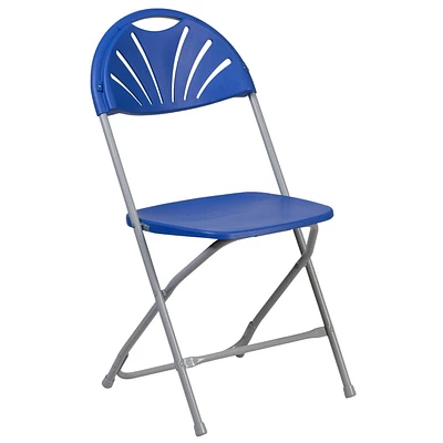 HERCULES Series 650 lb. Capacity Black Plastic Fan Back Folding Chair