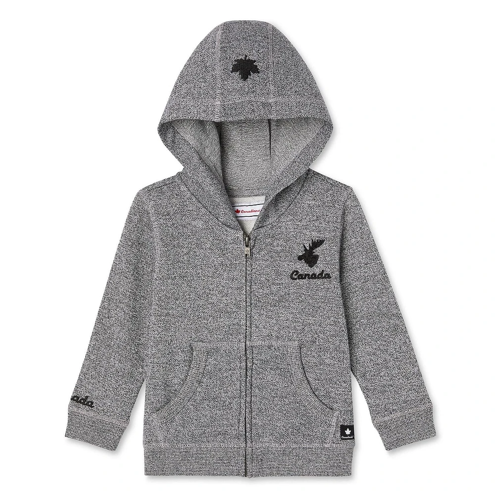 Haut à capuchon zippé sur la longueur Canadiana collection non genrée pour tout-petits Tailles 2T-5T