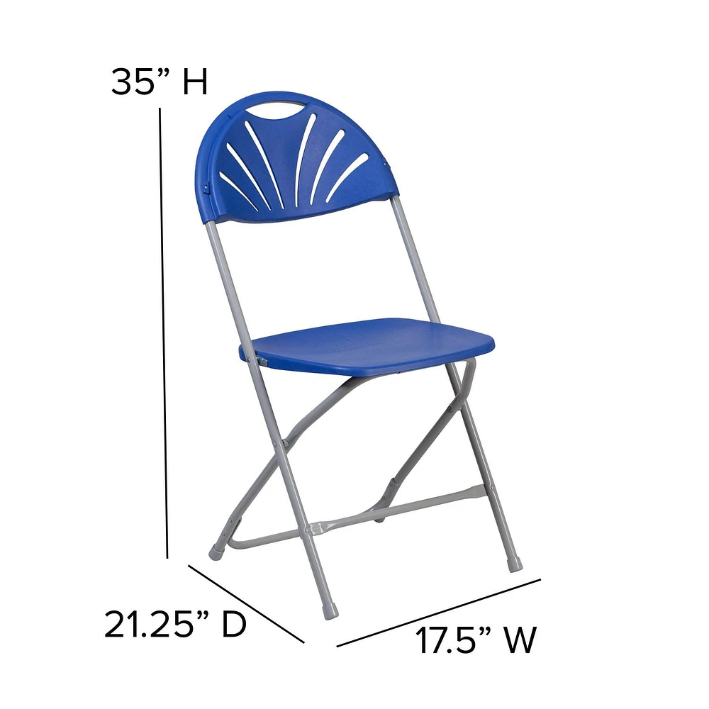 HERCULES Series 650 lb. Capacity Black Plastic Fan Back Folding Chair