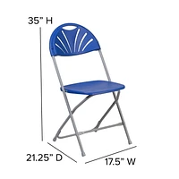 HERCULES Series 650 lb. Capacity Black Plastic Fan Back Folding Chair