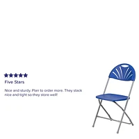 HERCULES Series 650 lb. Capacity Black Plastic Fan Back Folding Chair