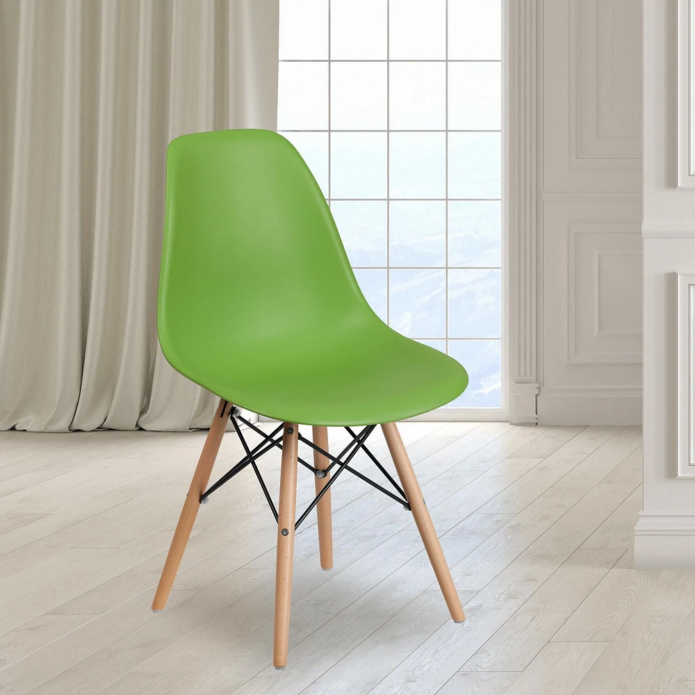 Elon Series Black Plastic Chair with Wooden Legs