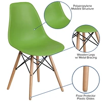 Elon Series Black Plastic Chair with Wooden Legs