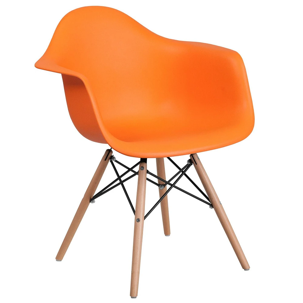 Alonza Series Green Plastic Chair with Wooden Legs