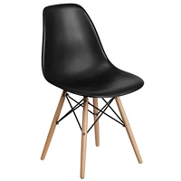 Elon Series Black Plastic Chair with Wooden Legs