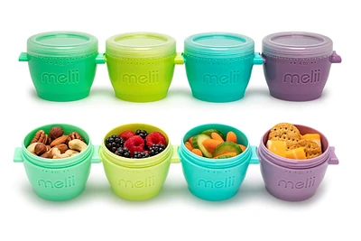 melii Click & Go Pods Food Freezer Storage Containers & Snack Containers -Set of 4, 4oz, 4 multicolored 4oz containers