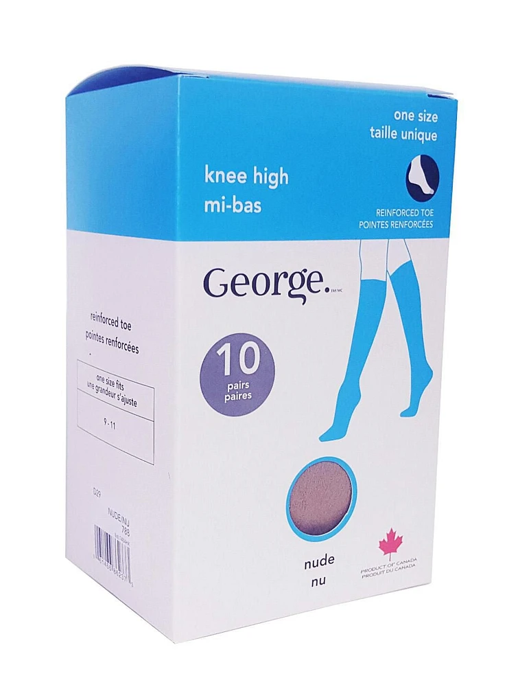 Lot de 10 paires de mi-bas George pour femmes Taille unique