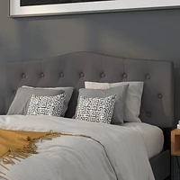 Cambridge Tufted Upholstered Queen Size Headboard in Dark Gray Fabric