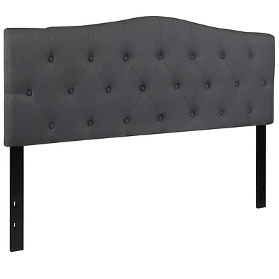 Cambridge Tufted Upholstered Queen Size Headboard in Dark Gray Fabric