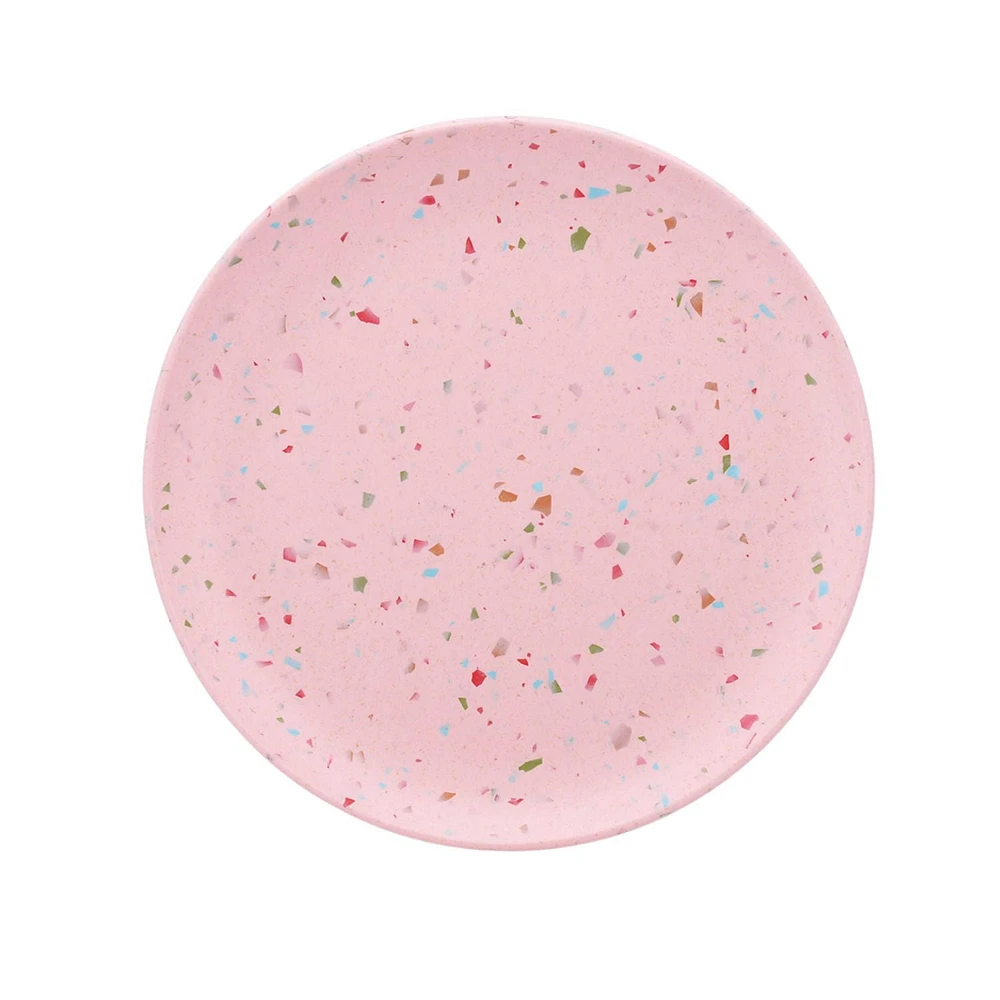 Home Trends Bamboo Melamine 10 inch dinner plate, pink with confetti