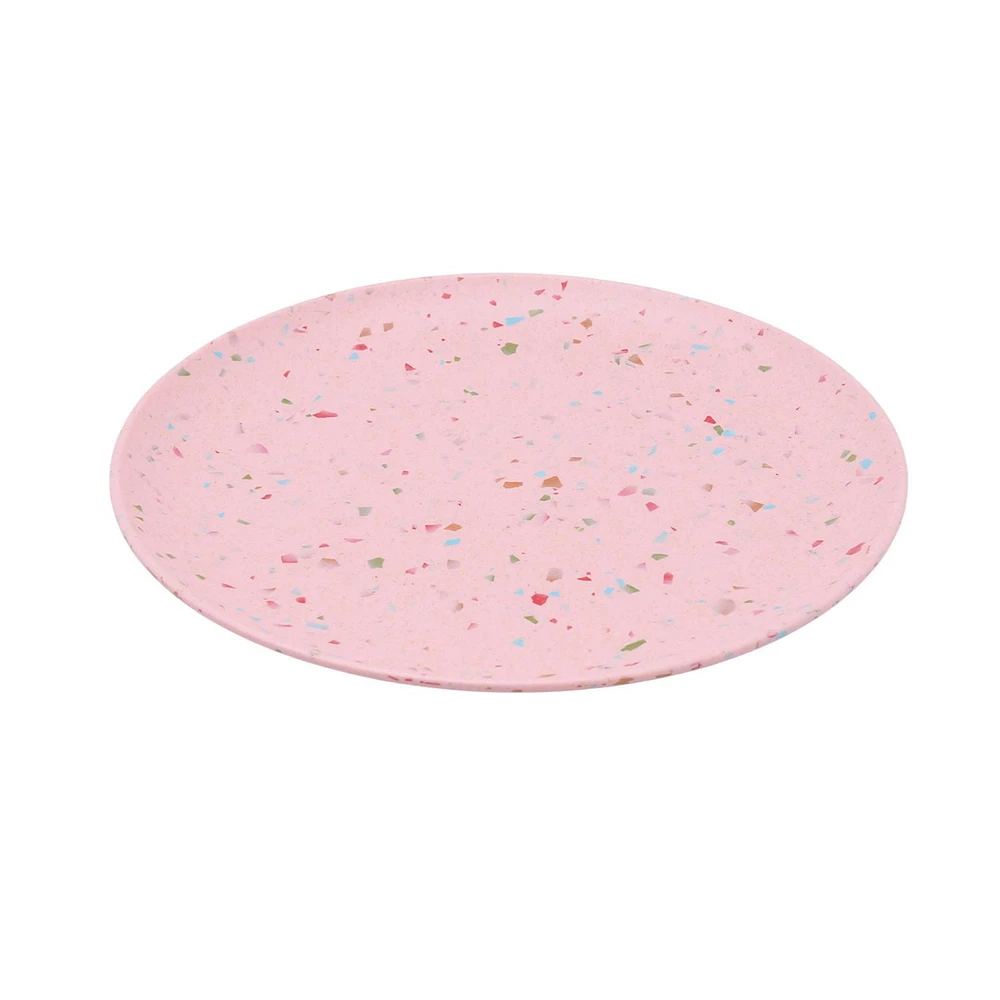 Home Trends Bamboo Melamine 10 inch dinner plate, pink with confetti