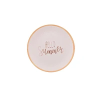 Home Trends Bamboo Melamine 7 inch appetizer plate, yellow "Hello Summer"