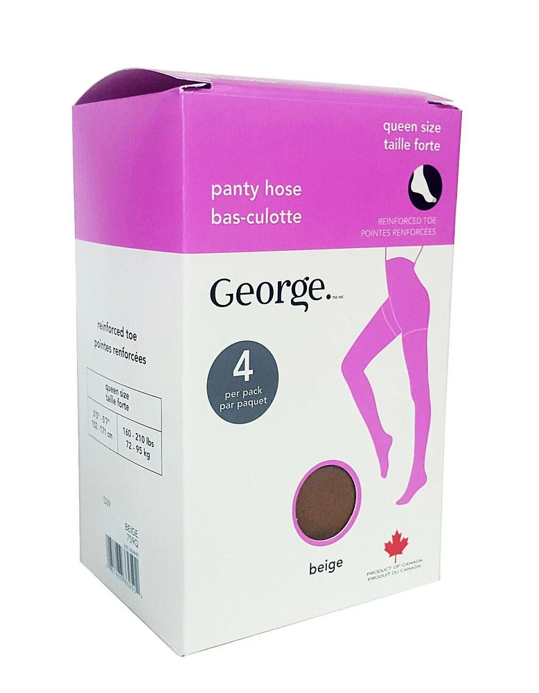 George Women's Queen Size Pantyhose 5-Pack