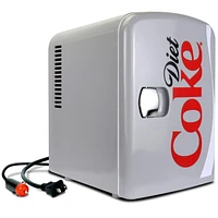 Coca-Cola Diet Coke Mini réfrigérateur 4 L, réfrigérateur compact portable 6 canettes pour voyage, maison, bureau - Gris