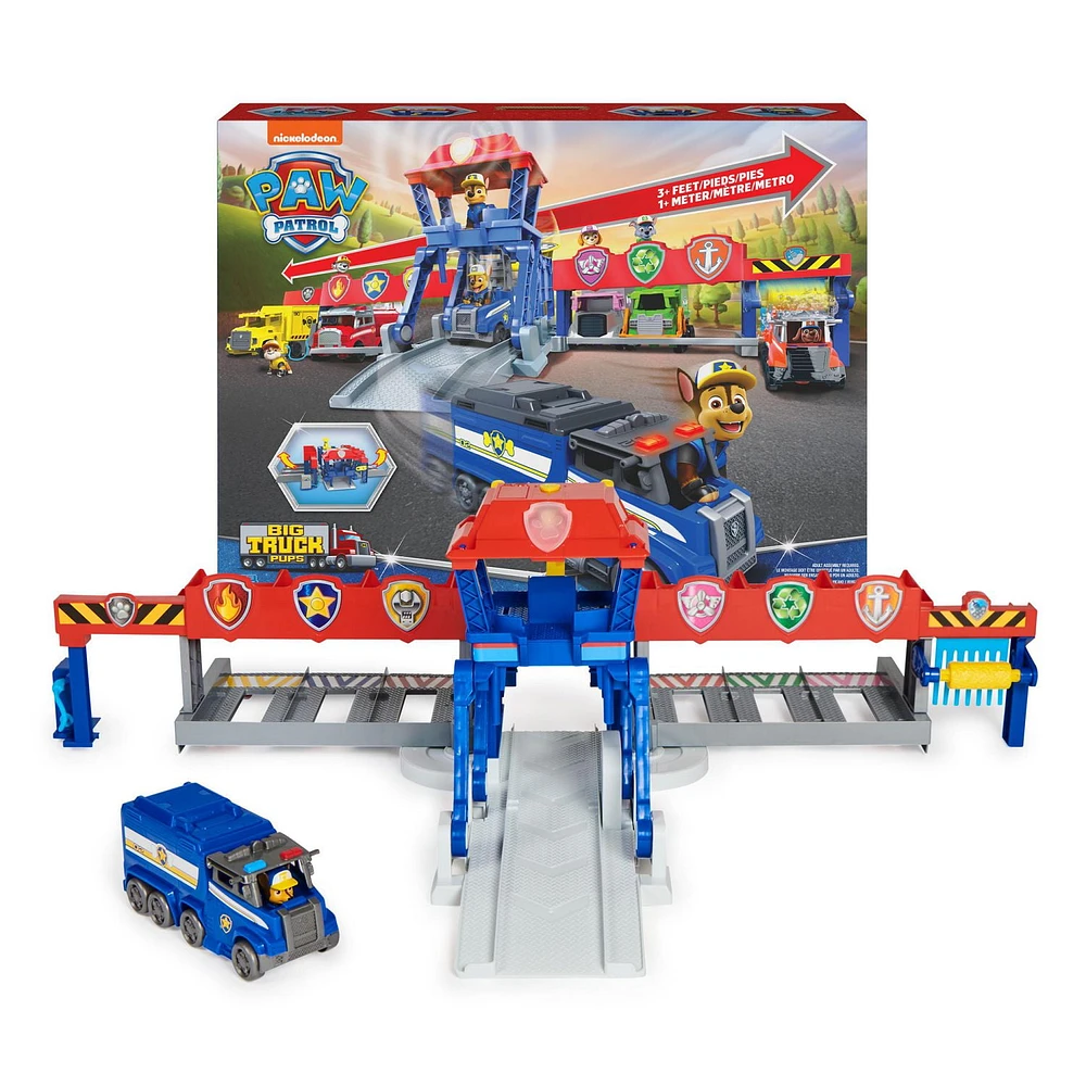 PAW Patrol Big Truck Pups, Truck Stop HQ, 3ft. Wide Transforming Playset, Action Figures, Toy Cars, Lights and Sounds, Kids Toys for Ages 3 and up