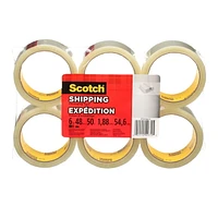 Scotch® Shipping Packaging Tape 3710, 1.88 in x 54.6 yd (48 mm x 50 m), 6 per pack