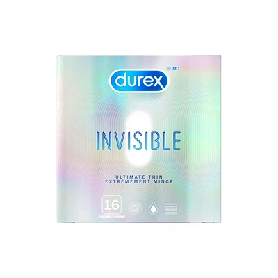 Durex® Invisible Ultimate Thin Condoms Extra Lubricated, 16 Condoms