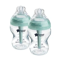 Tommee Tippee Lot de 2 biberons anti-coliques, tétine à débit lent et système unique de ventilation anti-colique, 260 ml Biberons Anti-colique Avance