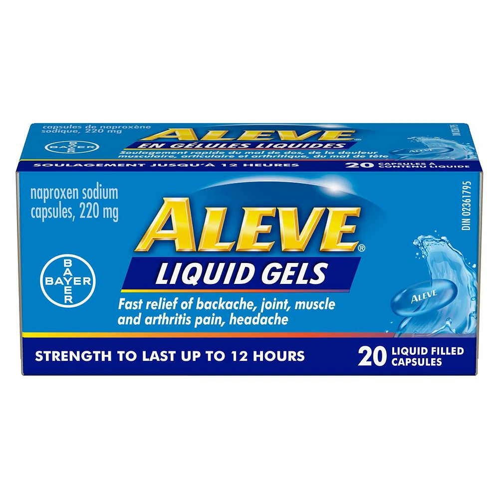 Aleve Pain Relief Liquid Gels, Naproxen Sodium 220mg, 20 Liquid Gels