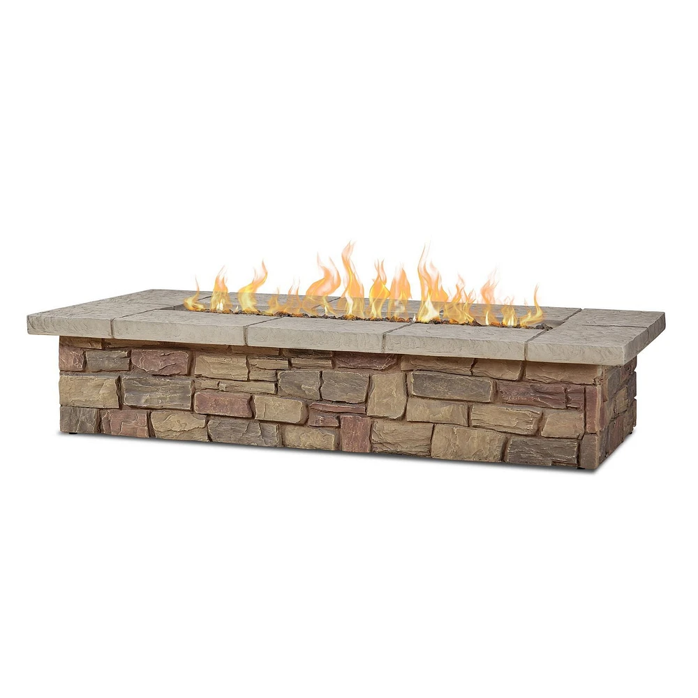 Sedona 66"Rectangle Propane  Fire Table in Buff with Natural Gas Conversion kit