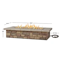 Sedona 66"Rectangle Propane  Fire Table in Buff with Natural Gas Conversion kit