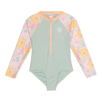 Justice Girls' Colour Block Rash Guard 1-Piece