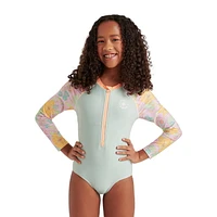 Justice Girls' Colour Block Rash Guard 1-Piece