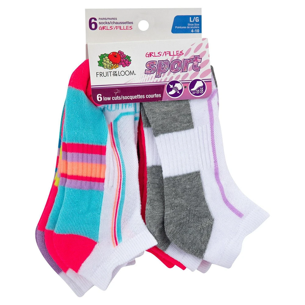 Fruit of the Loom Girls' 6 Pair Sport Ankle Socks