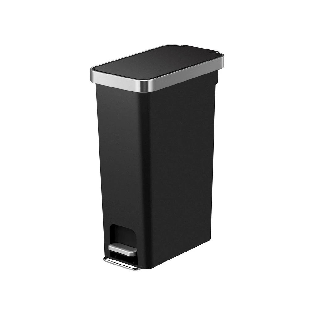 Better Homes & Gardens 40L Slim Vertical Kitchen Step Trash Can, Black, BHG 40L Kitchen Step Bin - Black