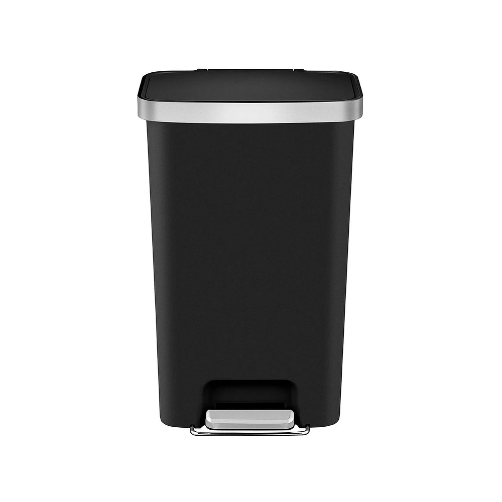 Better Homes & Gardens 45L Plastic Kitchen Step Trash Can, Black, BHG 45L Kitchen Step Bin - Black