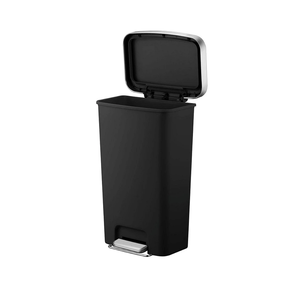 Better Homes & Gardens 45L Plastic Kitchen Step Trash Can, Black, BHG 45L Kitchen Step Bin - Black