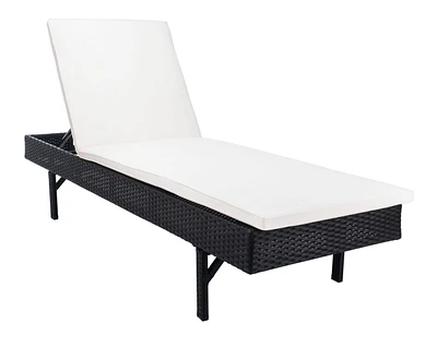 SAFAVIEH Cam Outdoor Rattan Sunlounger Black/Beige