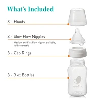 EVENFLO FEEDING Balance + Wide Neck Baby Bottle (9oz, 3pk), Developed with Pediatric Feeding Specialists