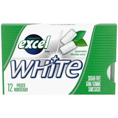 EXCEL White Spearmint, Teeth Whitening Sugar Free Chewing Gum, 12 Pieces, 1 Pack, 1 Pack, 12 Pellets