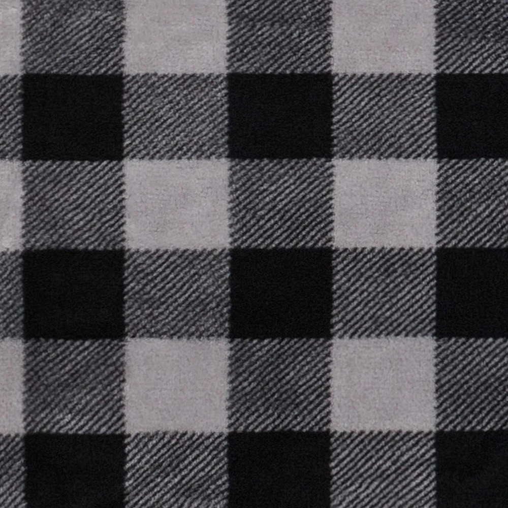 Safdie & Co. Blanket Knit Printed Buffalo Plaid Grey