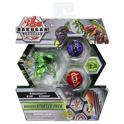 Bakugan, Starter Pack 3 personnages, Dragonoid Ultra, Figurines Armored Alliance articulées à collectionner