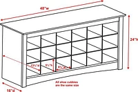 Prepac 48 in W x 24 in H x 16 in D Shoe Storage Cubbie Bench