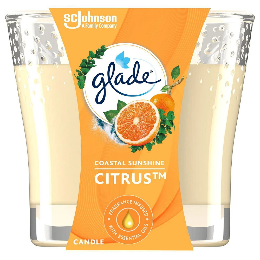 Glade® Scented Candle Air Freshener, Coastal Sunshine Citrus, 1-Wick Candle