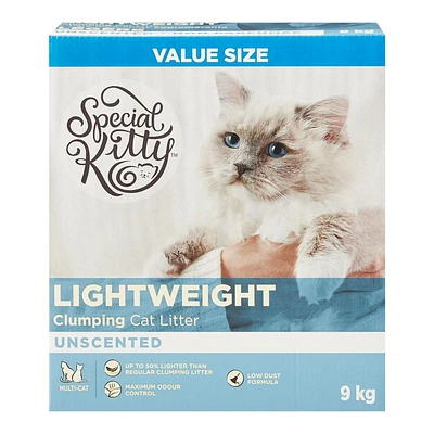 Litière pour chats agglomérante légère non parfumée Special Kitty Format Économique 9 kg