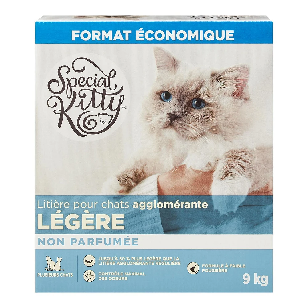 Litière pour chats agglomérante légère non parfumée Special Kitty Format Économique 9 kg