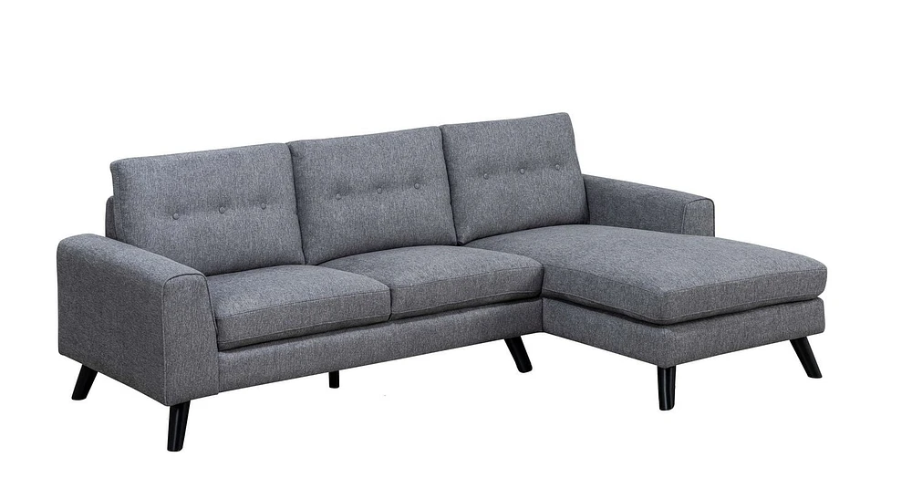 Topline Home Furnishings 2-piece Sectional with Right Side Chaise Chenille