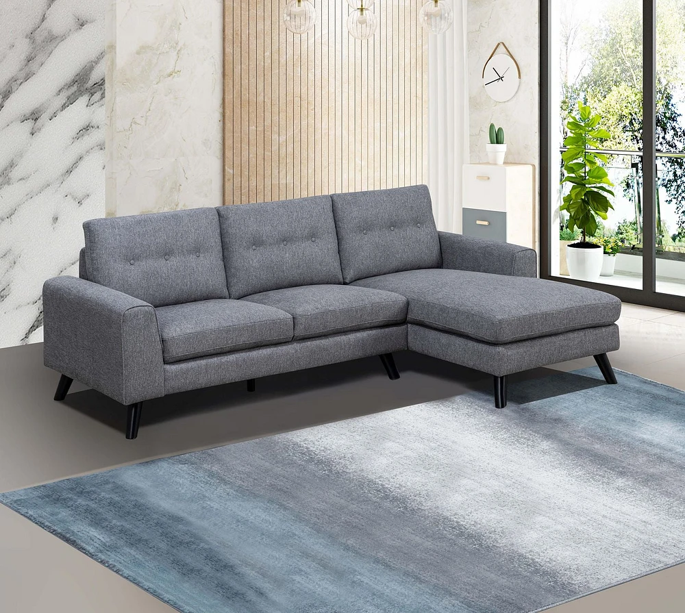 Topline Home Furnishings 2-piece Sectional with Right Side Chaise Chenille