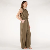 DV pantalon en satin à jambe large