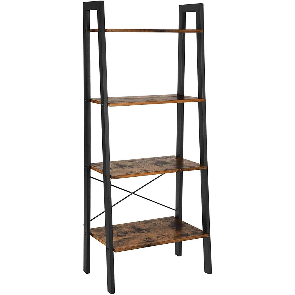 VASAGLE 4-tier Industrial Style Ladder Shelf In Soft Brown