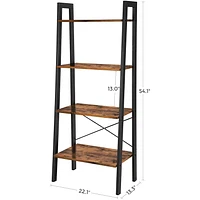 VASAGLE 4-tier Industrial Style Ladder Shelf In Soft Brown