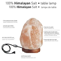 Himalayan Rock Salt Lamp, White Hand-Mined Himalayan Salt with Wood Base, In-Line On/Off Rocker Switch, Bulb Included