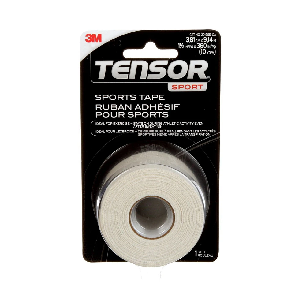 Tensor™ Sports Tape 201965, White, 1 1/2 in x 360 in, 1/Pack, Tensor™ Tape 201965, White